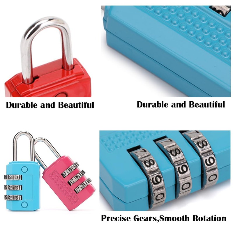 Kellegour 8 Pcs Luggage Locks 3 Digit Combination Padlock,3 Digit