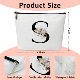 haipino Make up bags for women, Small makeup bag for travel, Bridesmaid gifts for wedding day, Stuff bags for travel, Small makeup pouch for purse, Girls Weekend Gifts（Letter-S