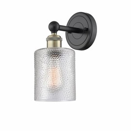 Innovations Lighting Cobbleskill - 1 Light Wall Sconce in Industrial Style-11.5 Inches Tall and 5 Inches Wide-Black Antique Brass Finish-Clea