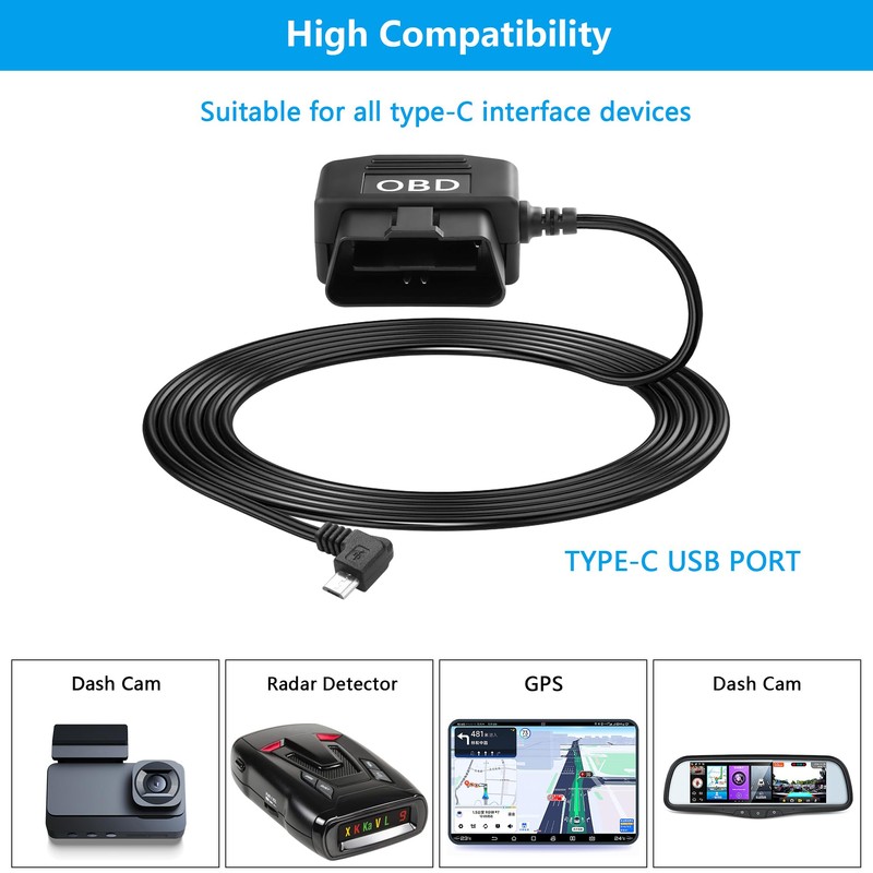 CERRXIAN 11.5 Feet Micro OBD Power Cable Power Cable for