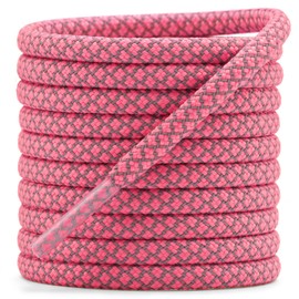 DELELE 2 Pairs 4/25" Thick Round Reflective Shoe Laces Fluorescent Pink Safety Highlight Rope 47 inches