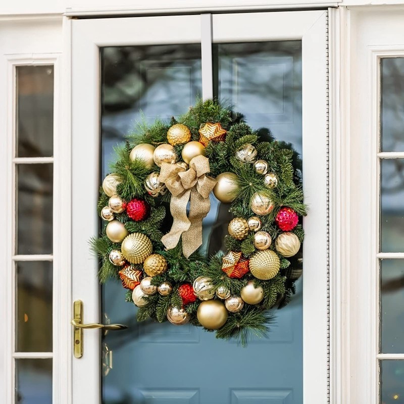 Jsdoin Christmas Wreath Door Hanger, 12.5 Inches Metal Door Wreath