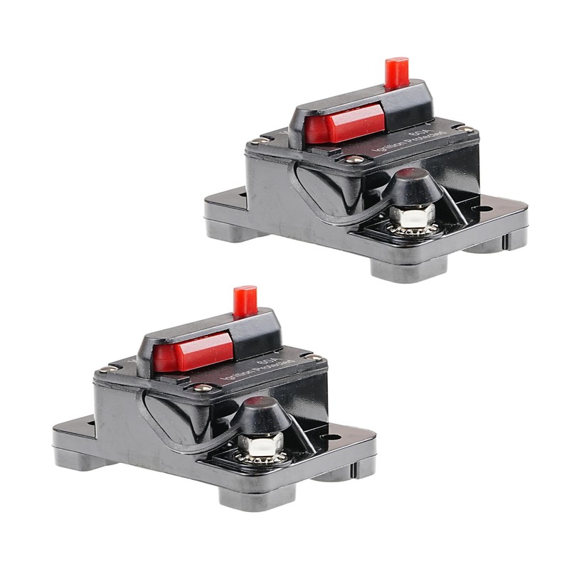 LEVANLIGHTING 2Pcs 60Amp Circuit Breaker DC 12V-48V with Inline Fuse