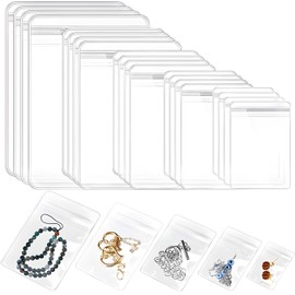 Clear PVC Jewelry Bags Transparent Pouches Rings Earrings Storage Anti Tarnish Lock Bags for Holding Jewelries 100 Pcs.(5 Sizes)