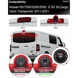 HD 1280X720 Pixel Brake Light Lamp Rear View Reverse Camera+7" LCD Screen Mirror Replacement for Nissan NV 1500/2500/3500 S SV SL Cargo Vans Transporter 2011-2021