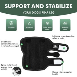 GFKRHPNY Dog Leg Braces for Back Leg for Torn ACL & CCL, Rear Leg Hock Ankle Brace with Metal Spring Inserts Reflective Straps, Dog Wrap Brace for Bottom Joint for Injury Sprain, Wound Care