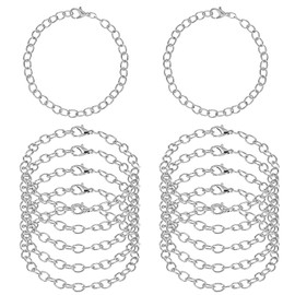 12 Pieces Bracelet Chain with Lobster Clasps Alloy Bracelet Link Chains Silver Charm Bracelet Chain DIY Jewelry Making Bracelets Chains for Women DIY Jewelry Bracelet Making Crafts Supplies