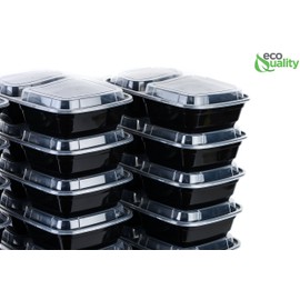 EcoQuality Meal Prep Containers, [10Pack][28oz] 2 Compartment with Lids, Reusable Bento Box, Food Storage Containers | BPA Free | Stackable | Lunch Boxes, Microwave/Dishwasher/Freezer Safe