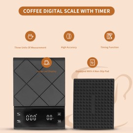 Coffee Digital Scales with Timer, Digital Kitchen Scale, Electronic LED Display, Intelligent Food Scales for Food, Gram/Ounce/Ml, Weight Display Accurate to 0.1G