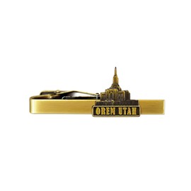 Fan Frenzy Gifts Ringmasters Orem Utah Temple 3/4" Antique Gold Tie Clip