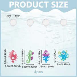 PLIGREAT 4 Pcs Floating Fish Tank Decorations, Clolorful Decorative Sealife Aquarium Ornament Simulated Octopus Seahorse Pufferfish Ocean Animal with Floating Device for Home Underwater World