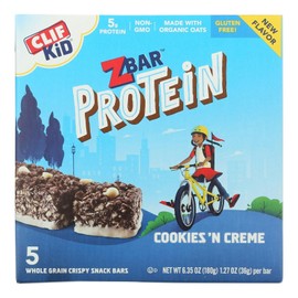 Clif Kid Zbar - Zbar Protein Cookies & Cream  5 bars 1.27oz each (Pack of 6)