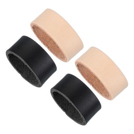 PATIKIL Leather Loop Keeper, 4 Pcs Leather Loops Belt Keeper Loops Retainer Straps Replacement for 1.3 Inch Wide Belts/Straps, Black/Khaki