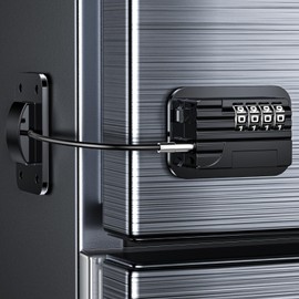 Fridge Locks Combination, Child & Baby Proofing Refrigerator Latchs with Code for Kids, Toddlers and Children Safety, Self Adhesive Freezer Lock for Cabinet and Drawers, Oven, Windows (Black-1 Pack)