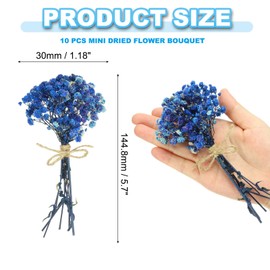PATIKIL Mini Dried Flower Bouquet, 10 Pcs Baby's Breath Natural Wildflower with Stem Decor Boho Floral Plant Flower for Crafts DIY Photo Props Gift Wedding Decor, Dark Blue