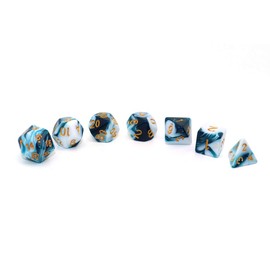 CREEBUY D&D Dice Set Teal White Dice for Dungeon and Dragons DND 7-Die RPG Dice D20 D12 D% D10 D8 D6 D4