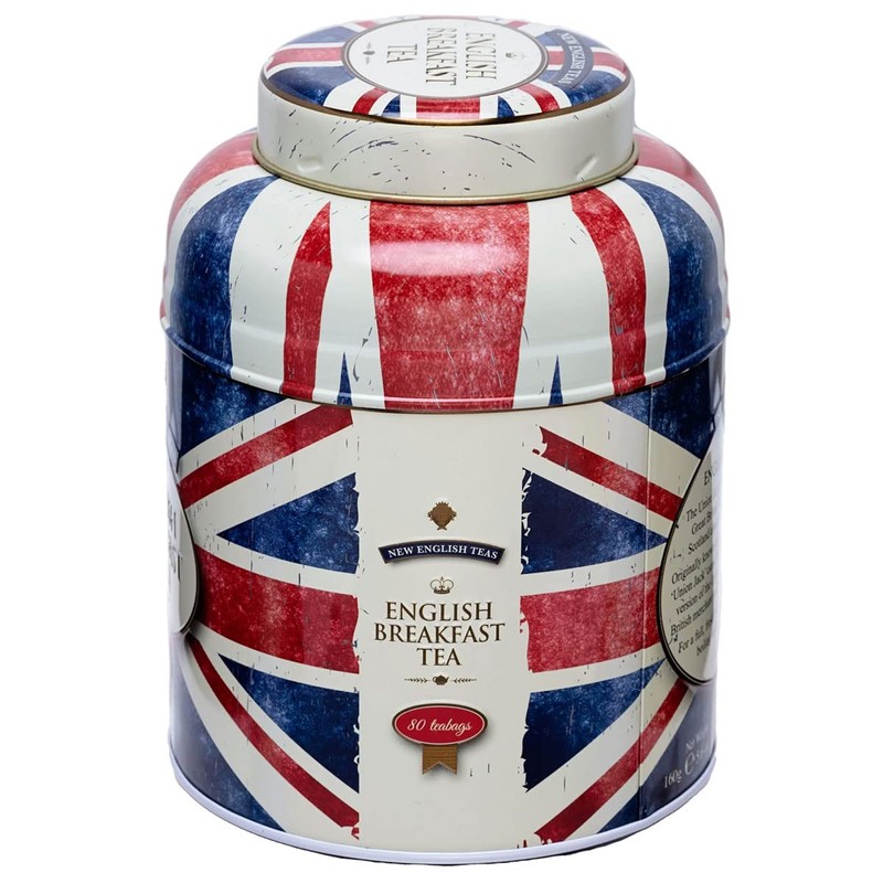 New English Teas Union Jack Round Tea Caddy With 80
