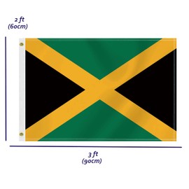 2×3 FT Jamaica Flag,Medium 60×90 CM Jamaican Outdoor Banner,100D Decor,Doube Side Printing For Patio Garden With Brass Gromment