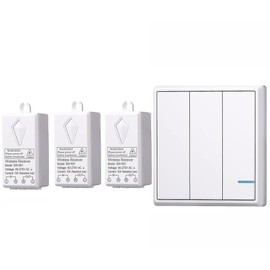 Meichoon Wireless Lights Switch and Receiver Kit No in-Wall Wiring Required Remote Control for Ceiling Fans Lamps Easy to Install 1 Three-Way Switch + 3 Receiver