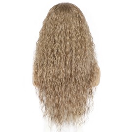 Sapphirewigs Curly Headband Wig Synthetic Hair Light Brown Loose Water Wave Headband Wigs for Women Glueless 150% Density 26 inch