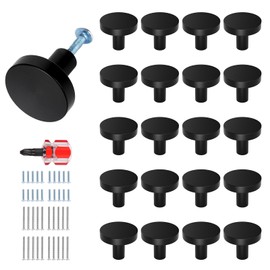 Chuner Set of 20 Metal Cabinet Knobs, with 20 Short / 20 Long Screws and Screwdriver, Furniture Knobs, Black Drawer Knobs, Modern Round Knob for Cupboard, Drawer Knobs