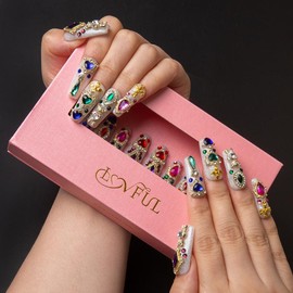 Lovful Coffin Regular 1 H06-H176 10Pcs Handmade Acrylic Short Press On Nails Fake Nails Nail Art Salon Quanlity - Specification: H103, Nail Bed Size: Nail Bed: L