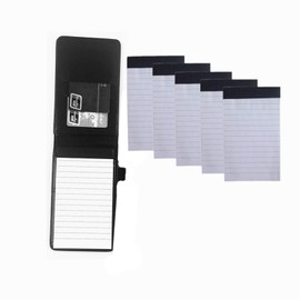Mini Pocket Notepad Holder Included with 50 Lined Sheets,Refillable,with Notebook Refills,Memo Book Refills 5 Pack 3x5 Inch Sized Writing Pad with 30 Lined Paper Per Note Pad Black
