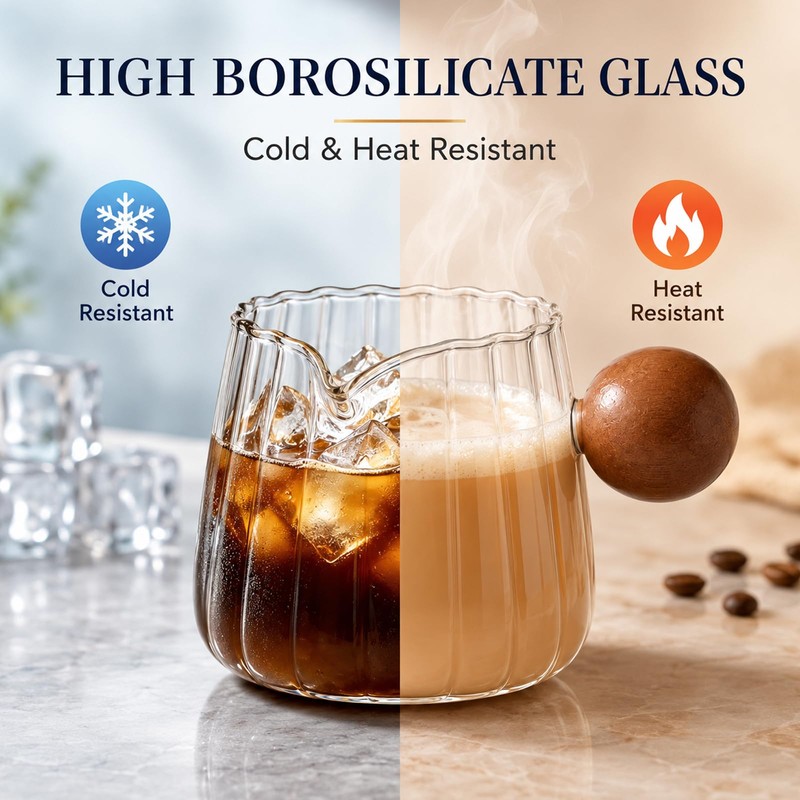 5 oz Espresso Cup, Borosilicate Glass Espresso Cup with Wooden