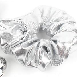 Y2K Summer Silver Scrunchie Hair Tie Metal 10ea