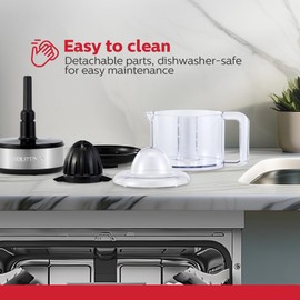 Holstein Housewares 27-oz Electric Citrus Juicer, Black/Stainless Steel - Ideal for Freshly Squeezed Orange, Lemon, Grapefruit Juices for Breakfast or Drinks