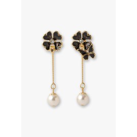 Anna Sui SAMA1494 XD Clover & Butterfly Motif Earrings, Metal, No Gemstone