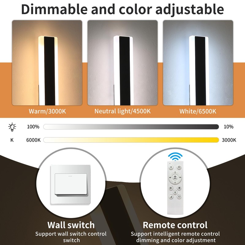 Daoseolo Outdoor Wall Light Fixture, 31.4inch Black Modern Linear Exterior