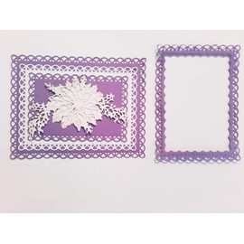 5 Pcs/Set Nested Stitched Scallop Rectangle Frame Cutting Dies,DIY Artist Metal Cutting Dies Stencils Metal Cutting Dies Scrapbooking Crafting Paper Card Make Emboss Stencil Templat 10.7X13.10 cm