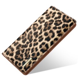 Minimalist Bifold Wallet RFID Blocking Slim Cute Credit Card Holder Compact Leather Wallet Ladies Purse for Handbag, Light Leopard