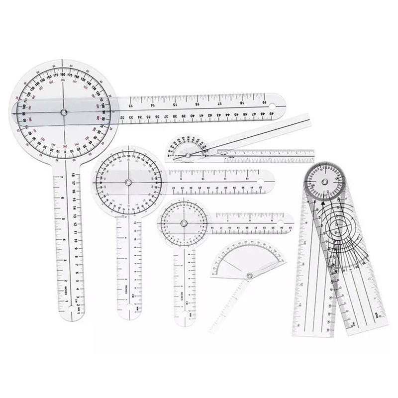 6PCS Medical Goniometer Set PVC Transparent Clear Scale Wear Resistant