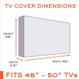Outdoor TV Cover 48, 49, 50 inch - WITH FRONT FLAP - Weatherproof, Waterproof protection, Soft Interior, With Bottom cover - Gray