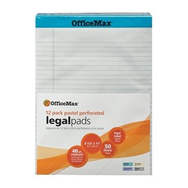 OfficeMax Pastel Perforated Pad, 8-1/2" x 11", Legal Rule, Assorted