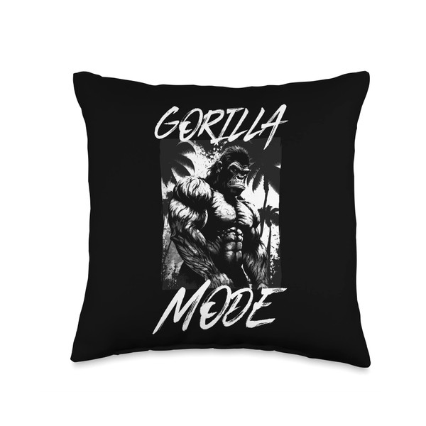 Gorilla Mode Muscles | Bodybuilding Beast Gym Workout Throw Pillow