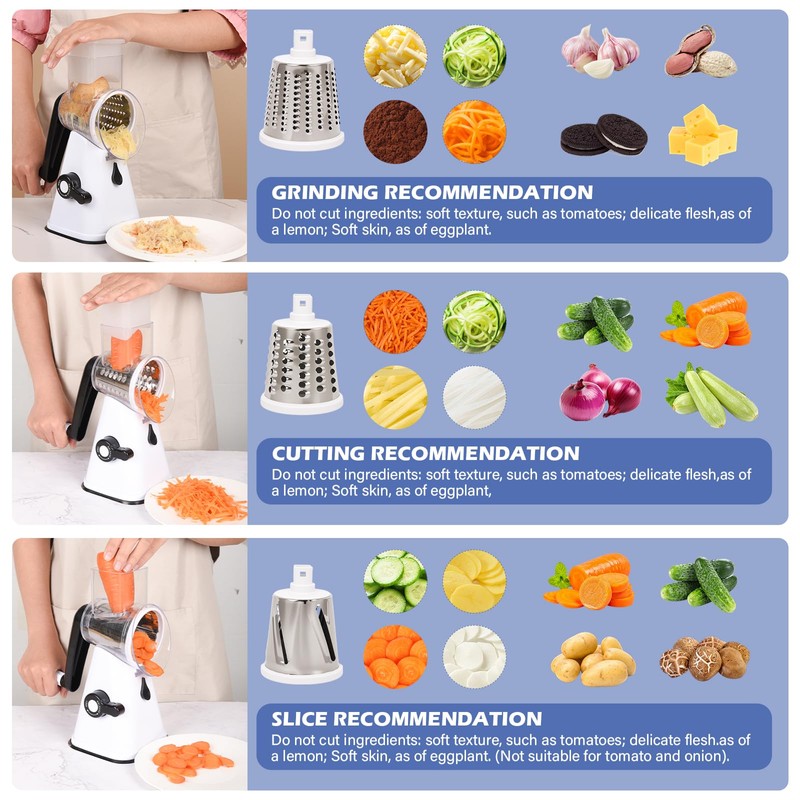 GlobalShop Home Table Top Drum Grater with 3 Blades and