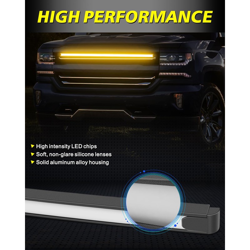 AKD Part 37" DRL Amber LED Grille Kit Front Grill