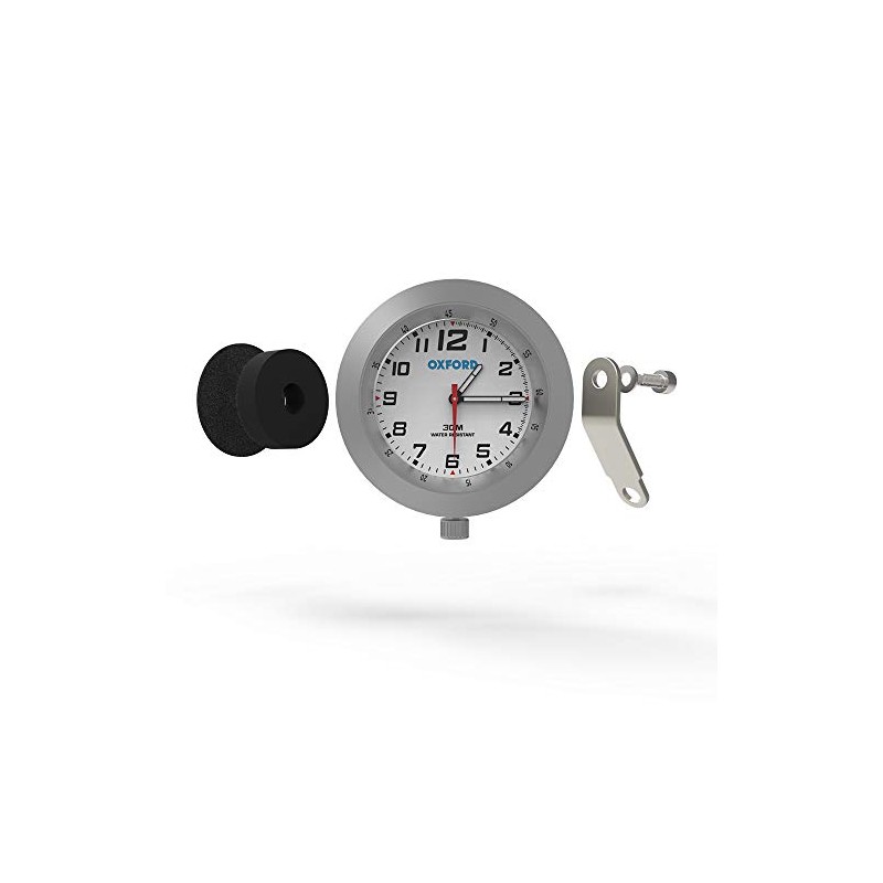 Oxford OX560 Motorcycle Analogue Clock Silver