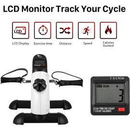 Mini Exercise Bike, himaly Under Desk Bike Pedal Exerciser Portable Foot Cycle Arm & Leg Peddler Machine with LCD Screen Displays