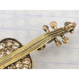 Alilang Elegant Light Topaz Brown Crystal Violin Bow Cello Fiddle Guitar Music Instrument Brooch Pin