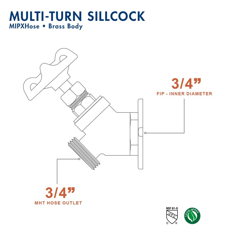 Everflow Supplies 4734-NL 3/4" Lead-Free Multiturn Sillcock With IPS Inlet