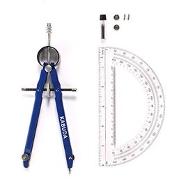 Juego de brújula de precisión profesional, brújula de arco de resorte de metal con transportador, cerradura, cables de lápiz y reemplazos de tornillos