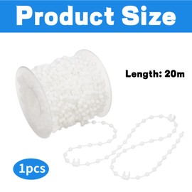 Vertical Blind Chain, 20 Meters 200 Clips White Replacement Chain for Vertical Blinds, Repair Parts for DIY Projects and Professional Use, Adjustable Length for Custom Fit,for 3.5 Inch/89 mm