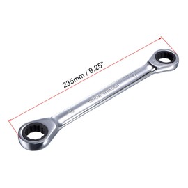 sourcing map Double Box End Ratcheting Wrench (17mm x 19mm) Metric 72 Teeth 12 Point Ratchet Spanner Tools, CR-V