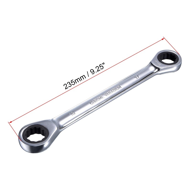 sourcing map Double Box End Ratcheting Wrench (17mm x 19mm)
