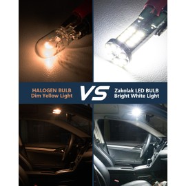 Zakolak 10Pcs 194 T10 168 W5W 2825 LED Bulb, Super Bright LED Car Interior Dome Map Camper RV License Plate Light Bulbs, Upgraded 25-SMD 3014 Chipsets 12V 400LM 6500K Xenon White