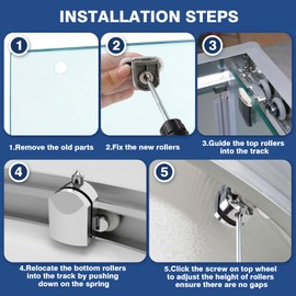 Shower Door Rollers 8 Pcs Upgraded Zinc Alloy Shower Door Wheels 23mm Curved Shower Door Rollers with Anti-Collision Block and Screws Smooth Operation for Curved Doors for Bathroom Glass Doors